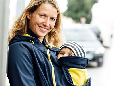 softshell babywearing jacket by mamalila