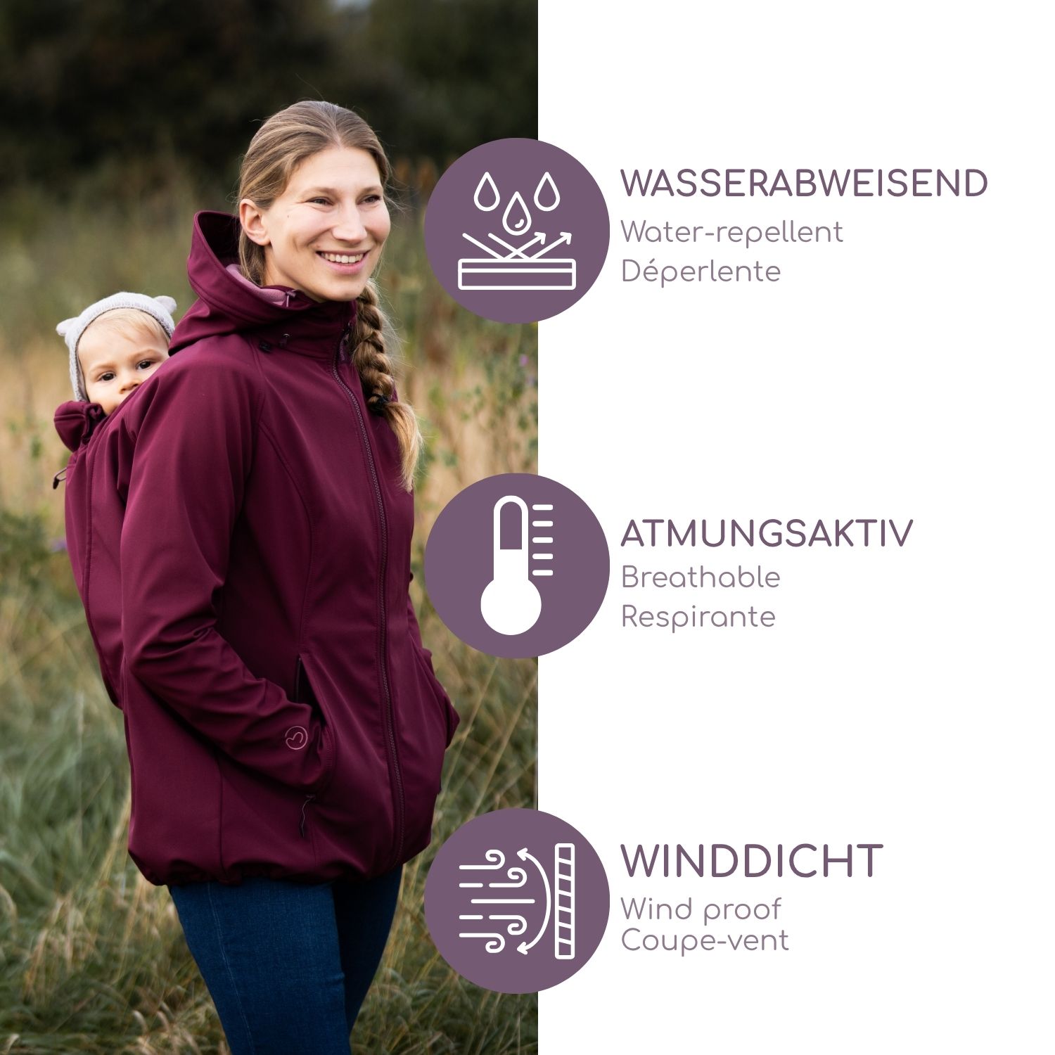 Softshell-Tragejacke Allrounder fit burgundy M