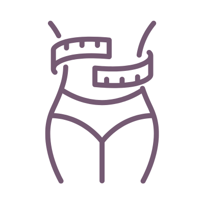 Symbolhafte Darstellung eines weiblichen Körpers mit Maßband zur Taillenumfang-Messung