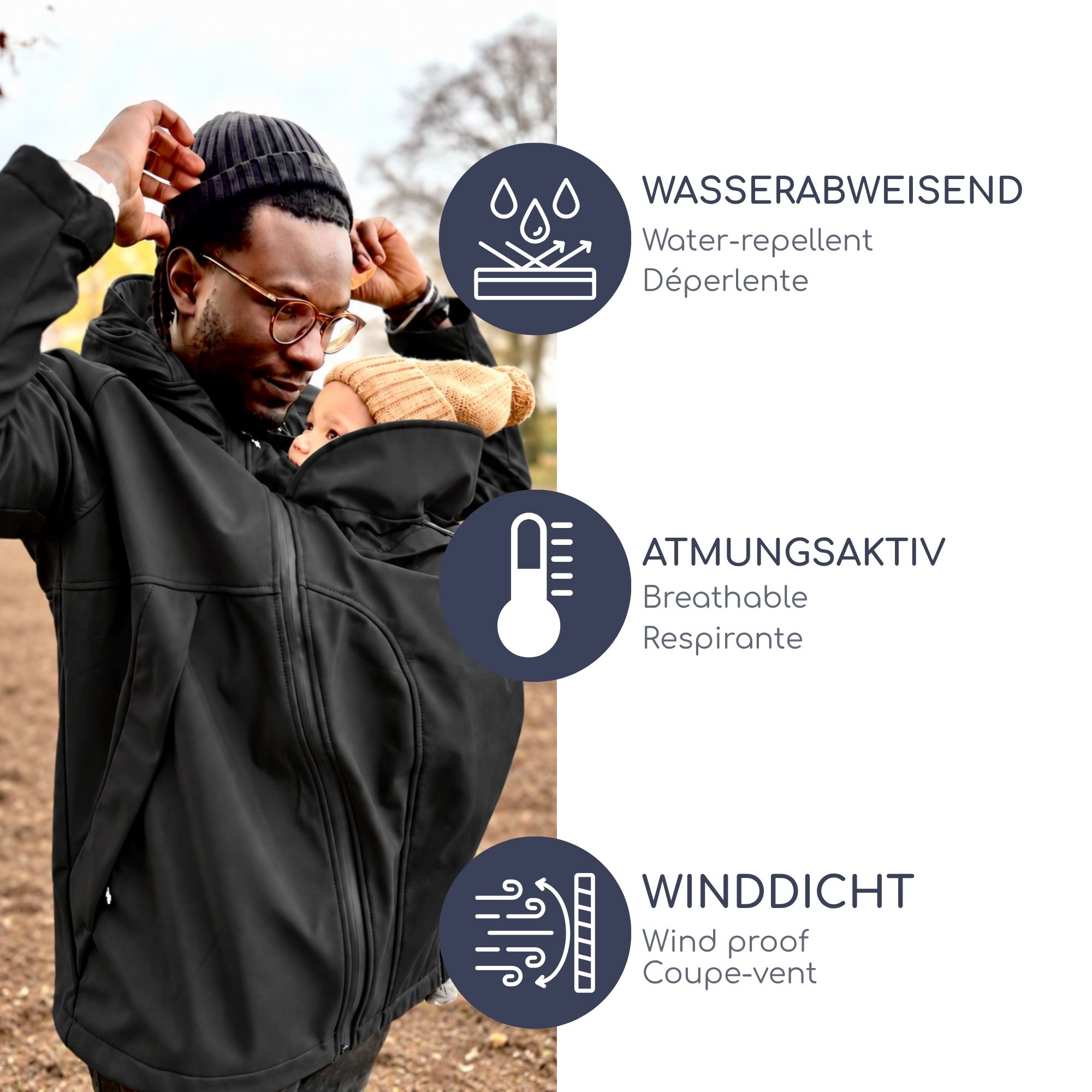 Softshell-Tragejacke Allrounder Winter - Dad schwarz XL