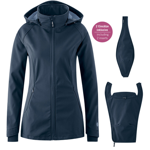 Softshell-Tragejacke + Regenschutz S navy