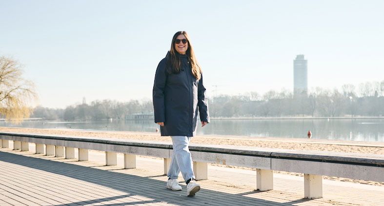 pregnant woman goes for a walk